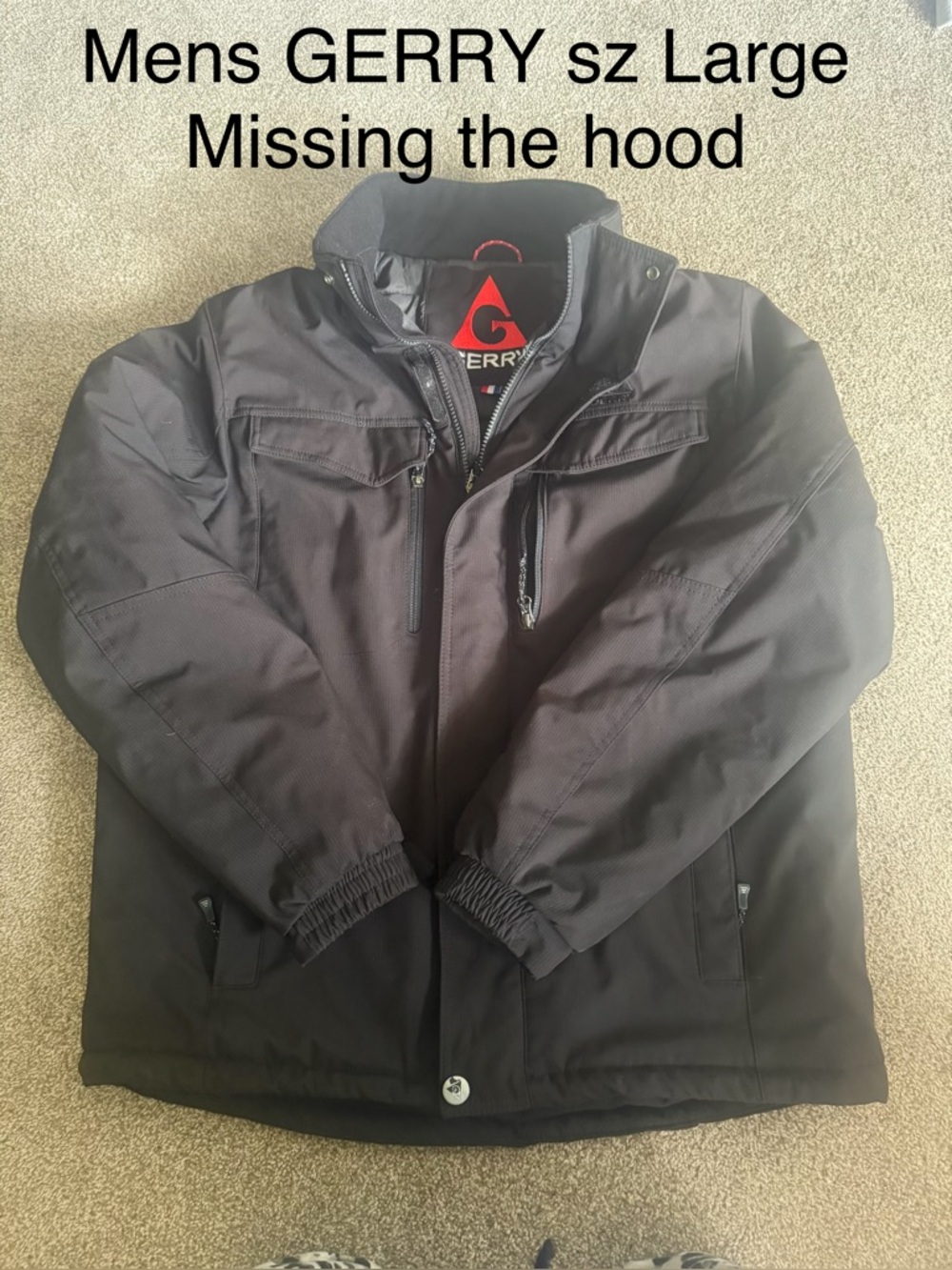 Gerry Men's Black Performance Jacket sz large missing the hood